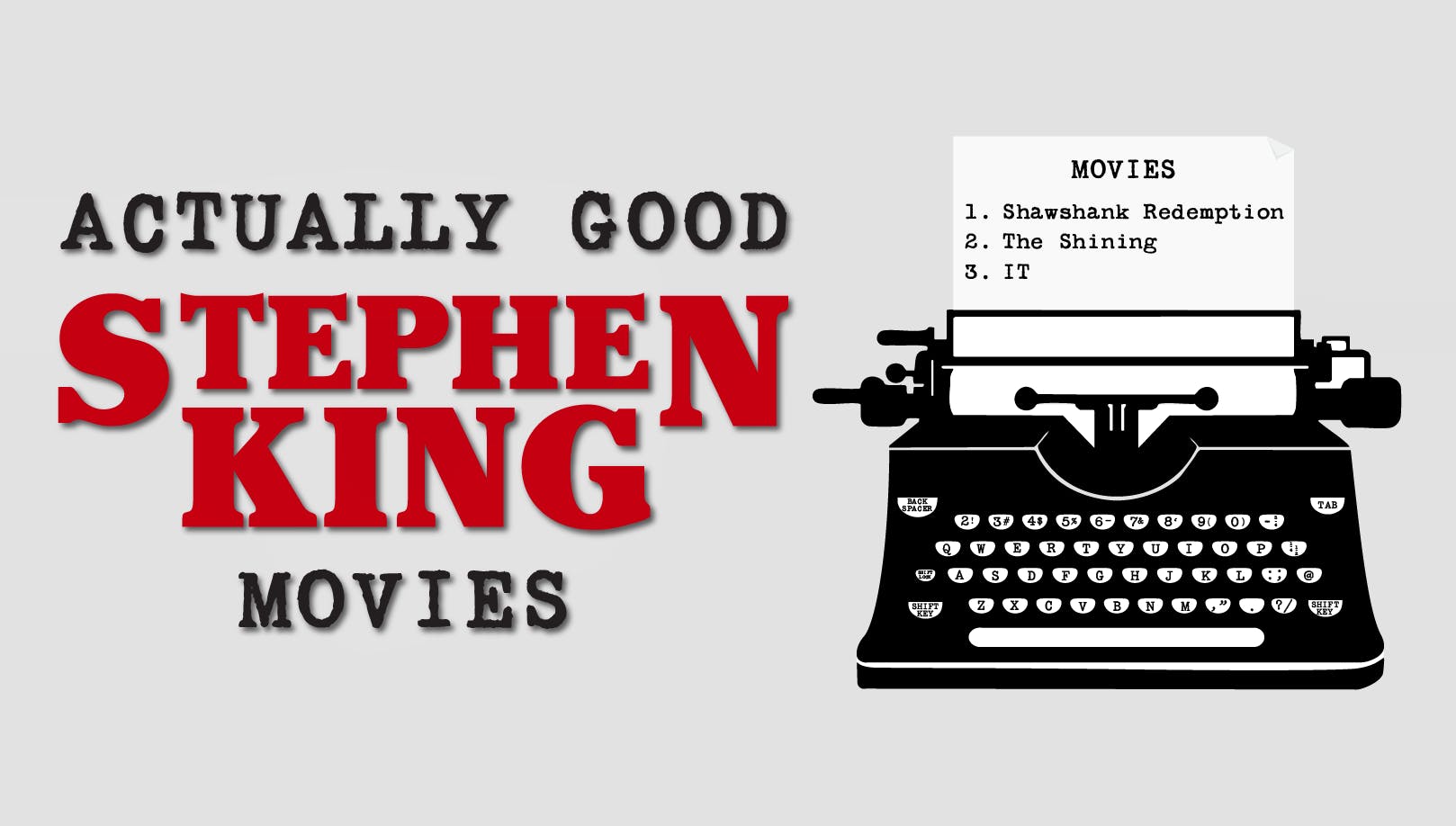 A typewriter with a page listing several of King's works